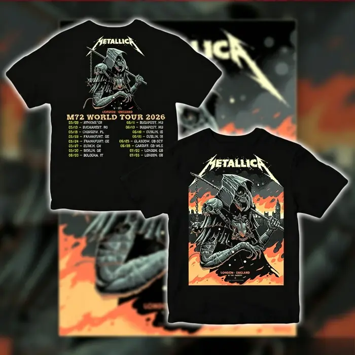 T-shirt de la tournée Metallica à Londres M72 World Tour 2026