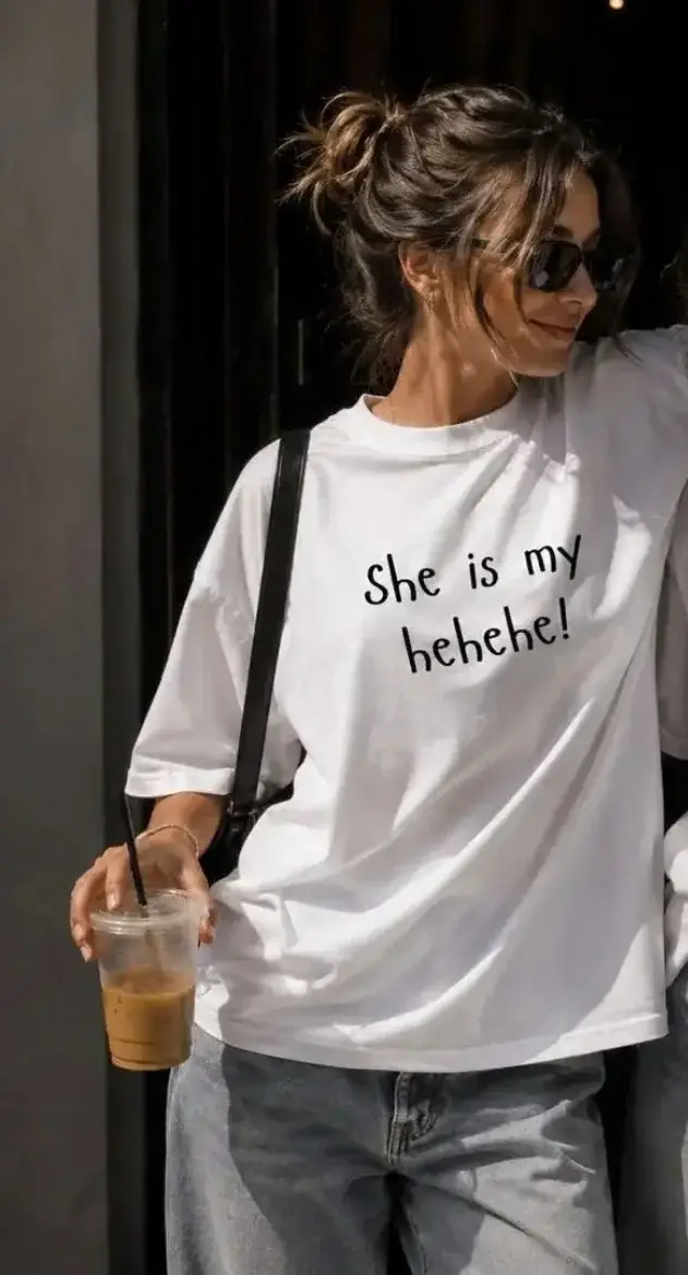 T-shirt assorti pour meilleures amies, avec impression de lettres 'She Is My Hehehe I M Her Hahaha',