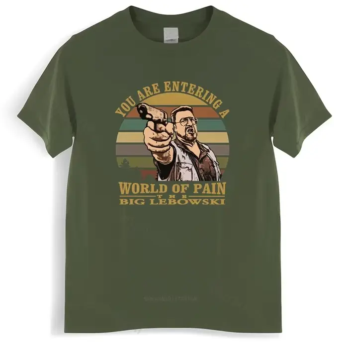 T-shirt homme, vintage, noir, The Big Lebowski, PéSobchak, You Are Entering A World of oto