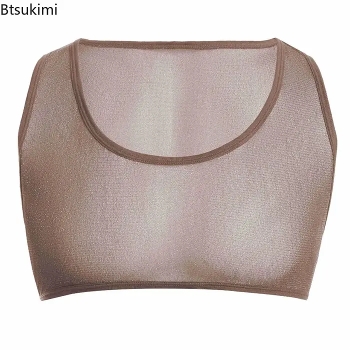 Nouveau 2026 hommes Sexy brillant Transparent maille culture hauts gilet sans manches sport Muscle maillot de corps col