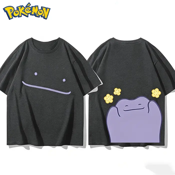 T-shirt imprimé Pok É Mon sur le devant et le dos, t-shirt d'été décontracté en coton pour hommes et