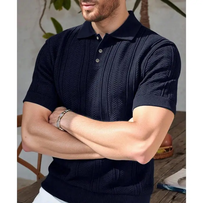 Nouveau T-shirt Polo en Maille pour Homme 2026 – Chemise Décontractée à Manches Courtes Extensible pour l'Été