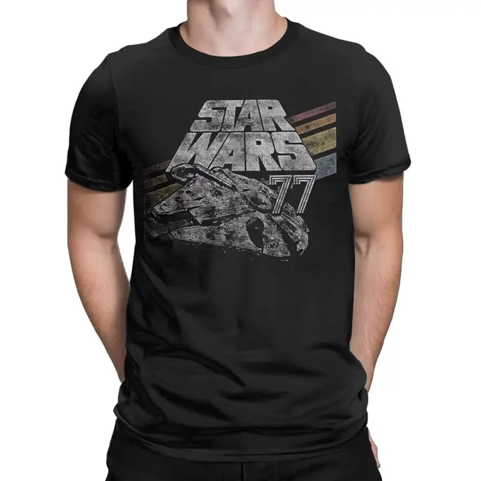 Étoiles T-Shirts hommes Millennium Falcon 77 mode pur coton t-shirt col rond manches courtes t-shirt