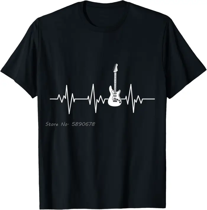 T-shirt en coton guitariste guitare électrique battement de coeur Rock musique cadeau surdimensionné