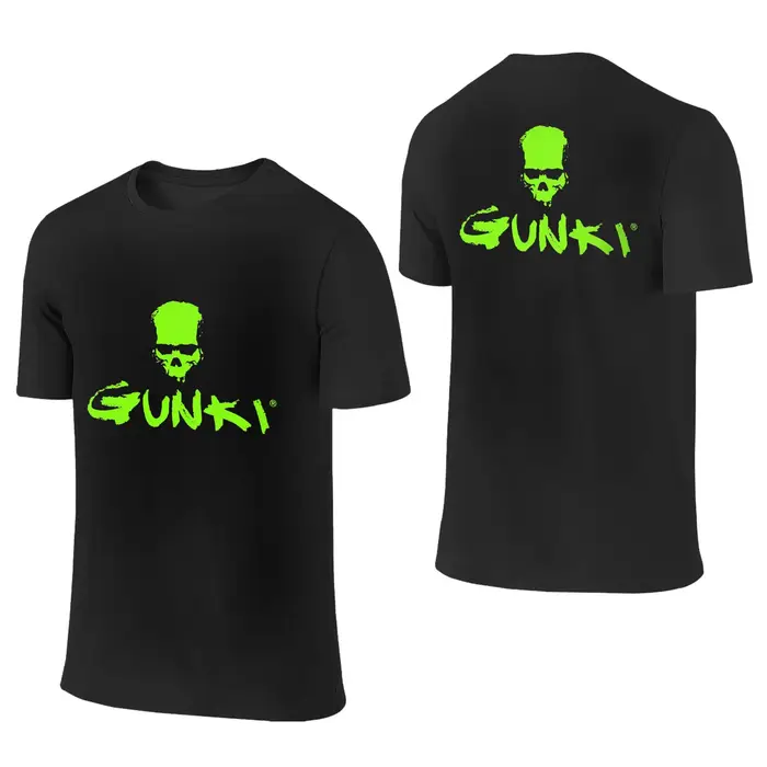 T-shirt Homme Double Face 100% Coton Col Rond Motif Crâne Pêche Gunki Logo