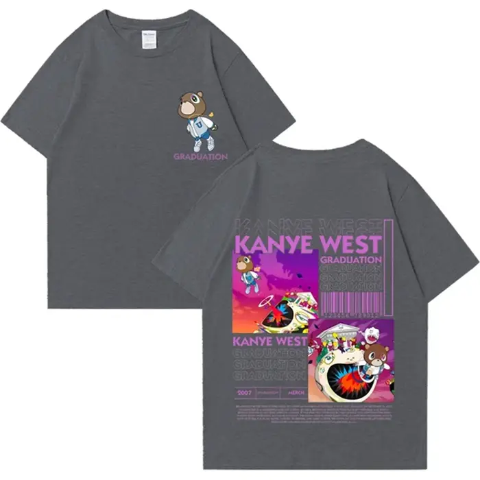 Kanye West Graduation Bear Double face imprimé t-shirt hommes femmes mode Hip Hop dessus frais à manches courtes unisexe T-shirts 72463