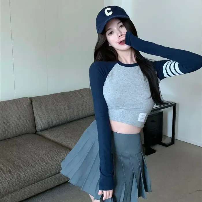 Skinny Crop Tshirts 2025 Femmes Hauts Rayé