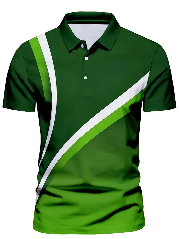 Polo à manches courtes pour homme, personnalisé, géométrique, vert, pour le golf et les sports de pl