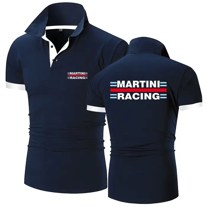 2025 été homme Martini Racing Logo imprimer nouveau Type couleur unie classique coton à manches courtes haut affaires Social Polo