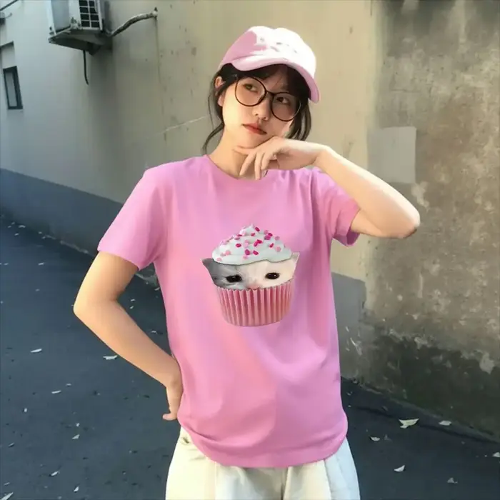 T-shirt graphique chaton mignon pour femme