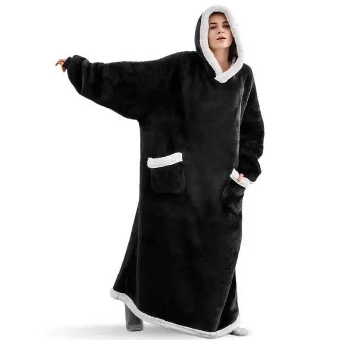 180 cm de Long couverture d'hiver avec manches en peluche polaire portable canapé