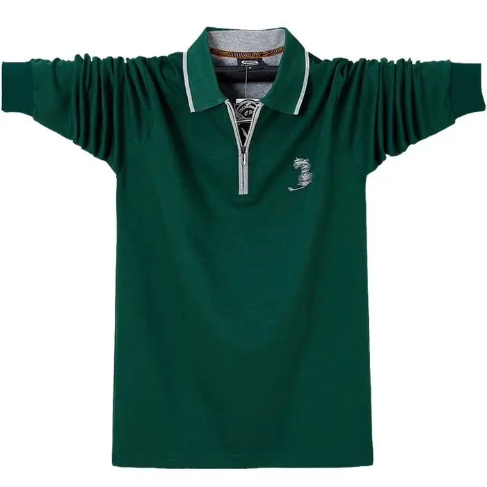 Polo brodé à manches longues pour homme