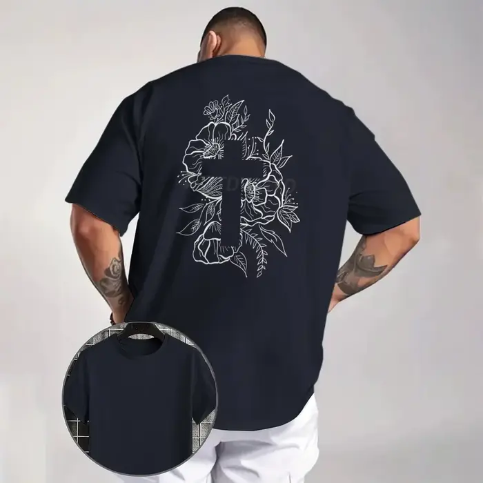 T-shirts graphiques à motif croix florale chrétienne pour hommes et femmes