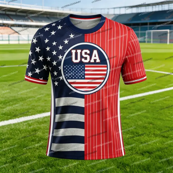 T-shirt Enfant et Homme 2026 avec Emblème Drapeau Américain