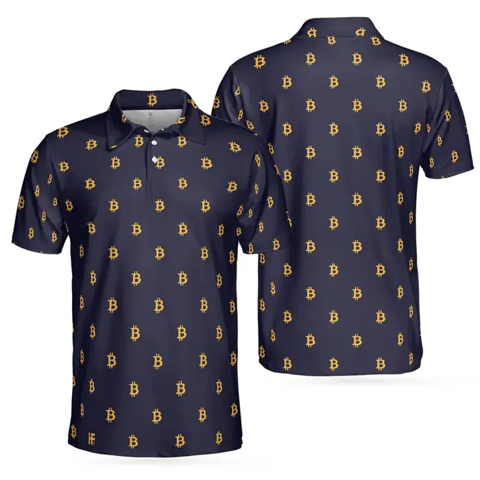 Mode luxe Bitcoin impression 3D polos à manches courtes pour hommes vêtements de haute qualité Golf t-shirts bouton POLO t-shirt hauts