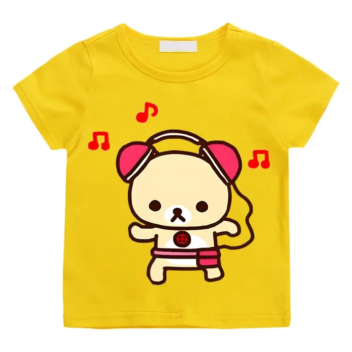 Dessin animé Rilakkuma T-shirt garçons filles enfants vêtements Hip Hop hauts manches courtes sport mode Streetwear Manga/bande dessinée t-shirts enfant en bas âge