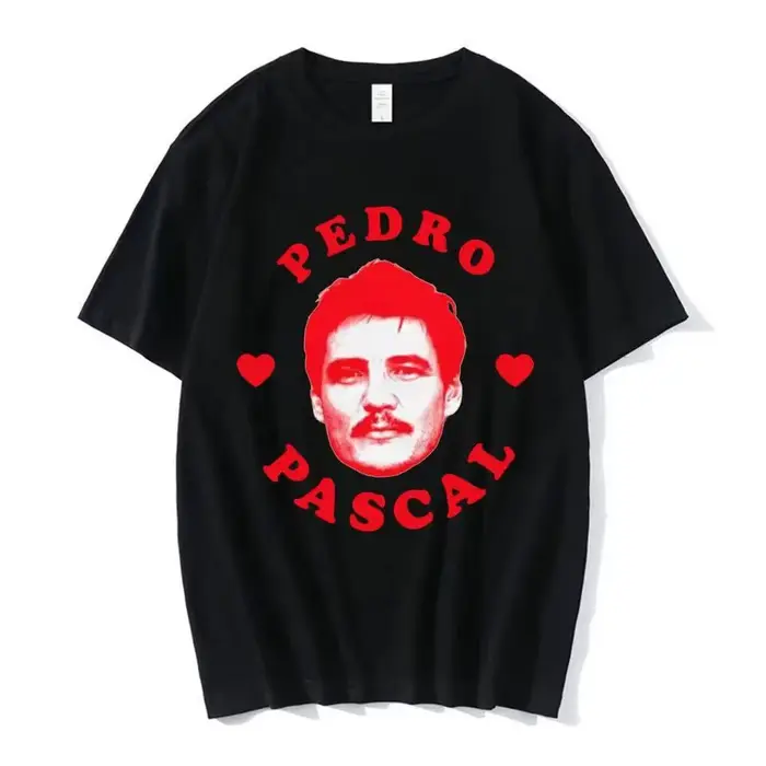 T-shirt I Heart Pedro Pascal, T-shirt en coton à manches courtes pour hommes, T-shirt gothique en co