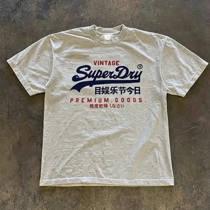 T-shirt graphique rétro SuperDry style japonais pour homme 100 % coton coupe oversize streetwear bla