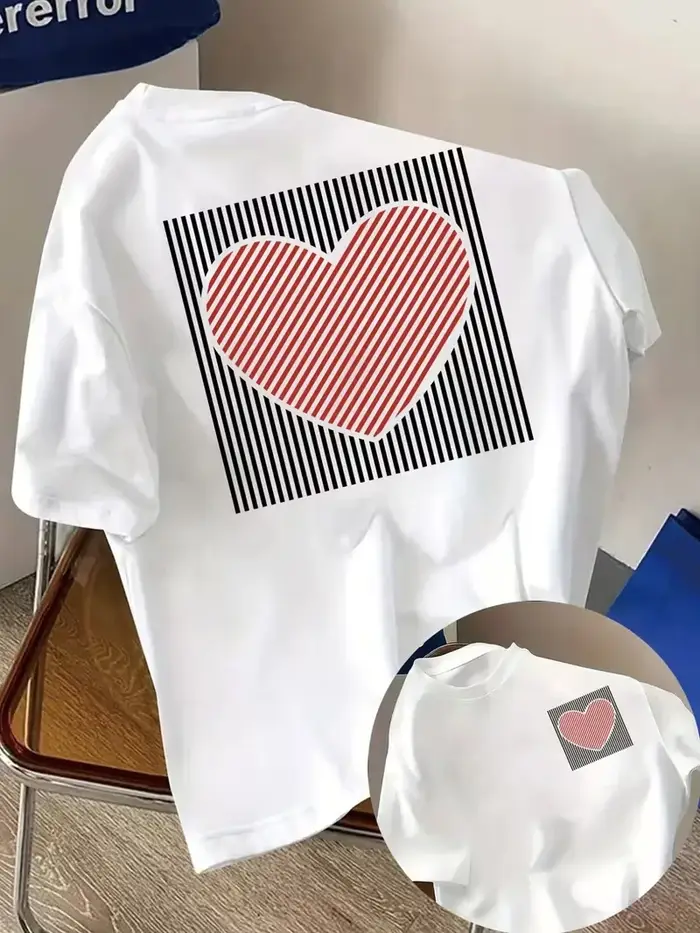 Reading By The Sea, t-shirt imprimé romantique à manches courtes et col rond