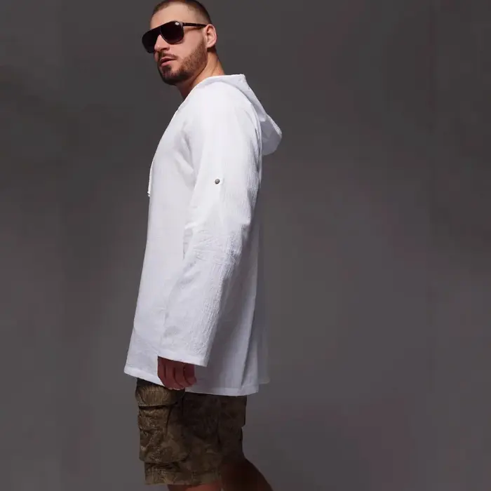 Nouvelle Chemise Homme 2026 à Capuche en Coton et Lin