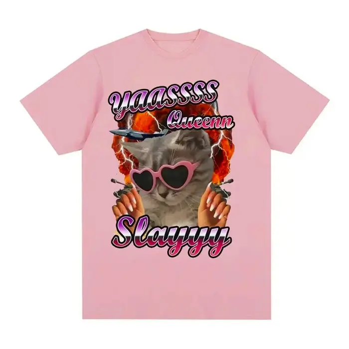 Yas Queen Slay amusant passionné de chat T-shirt femmes mode mignon à manches courtes