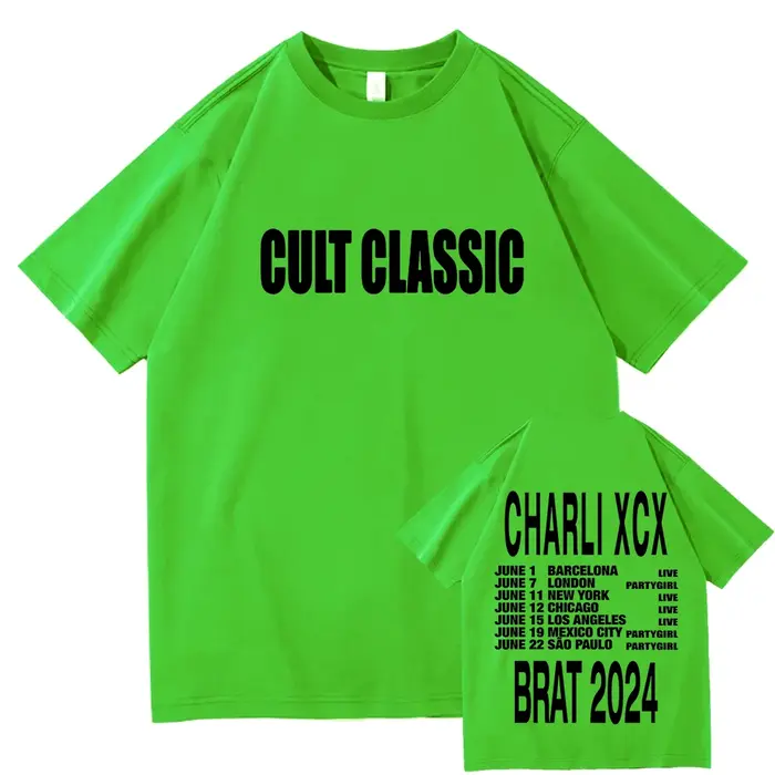 Culte classique Charli XCX Brat Tour 2026 T-shirt mode hommes esthétique rétro T-shirt neutre haute 