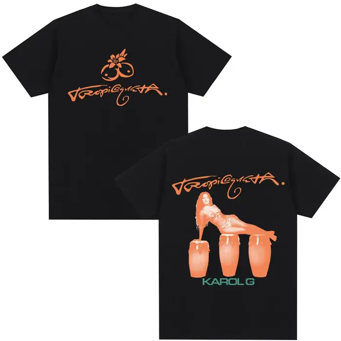 Karol G Tropicoqueta 2025 nouvel Album T-shirt hommes femmes vêtements Pop musique T-shirts décontracté coton à manches