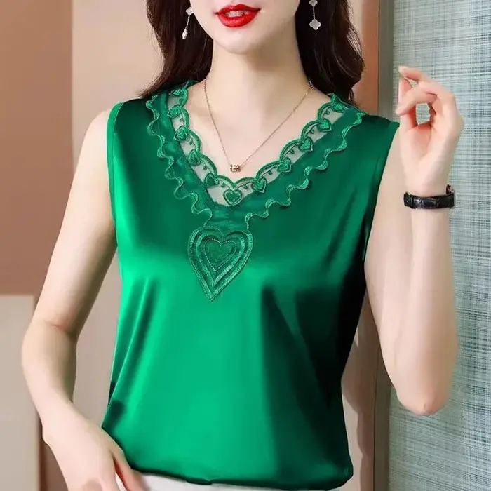 Débardeur à bretelles en satin pour femme