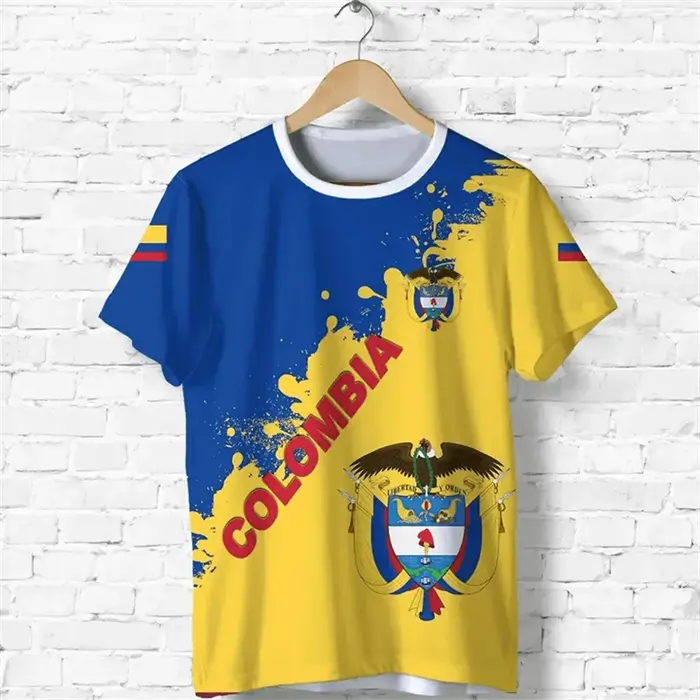Columbia hommes T-shirt décontracté ample col rond drapeau colombien à manches courtes hauts t-shirts vêtements