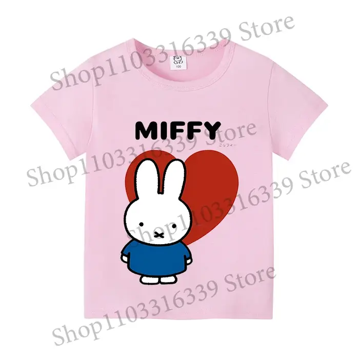Miffy – T-shirt à manches courtes en coton pour enfants