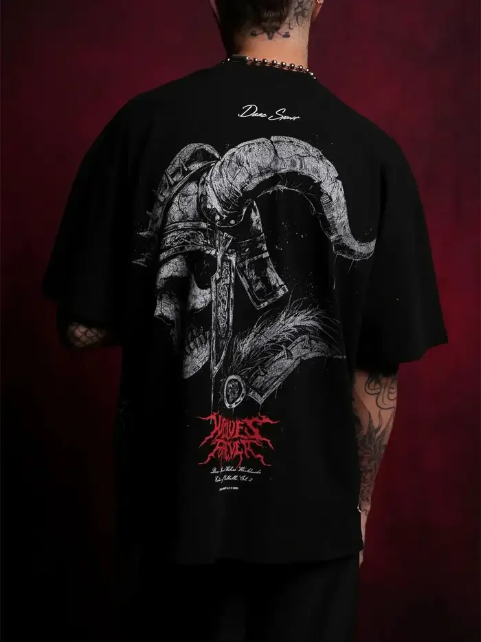 DARC EINHERJAR - T-shirt surdimensionné noir pour hommes