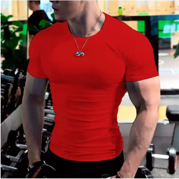Hommes hauts à la mode t-shirt plaine coupe ajustée