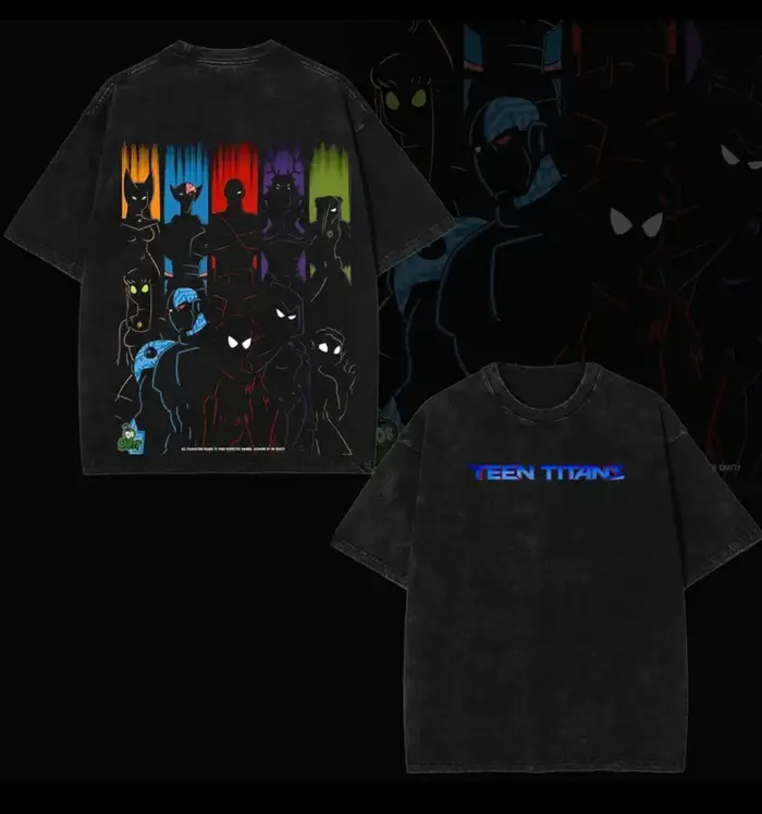 Teen Titans Go! T-shirt délavé, nouveau modèle, vêtements de caractère, pour toute l'année, coupe ov