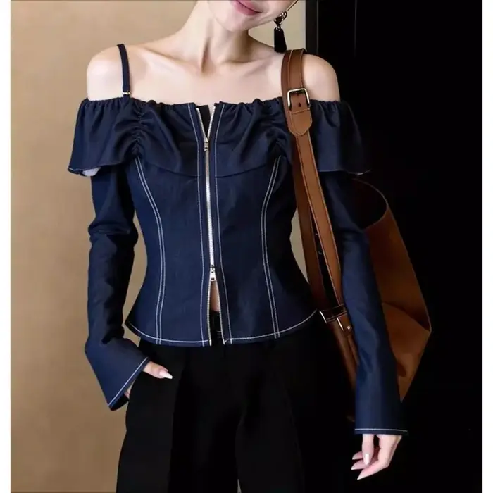 Chemise en jean bleue pour femme