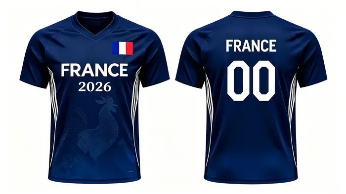 Maillot de football imprimé drapeau français 2026, T-shirt de sport à séchage rapide, uniforme d'ent