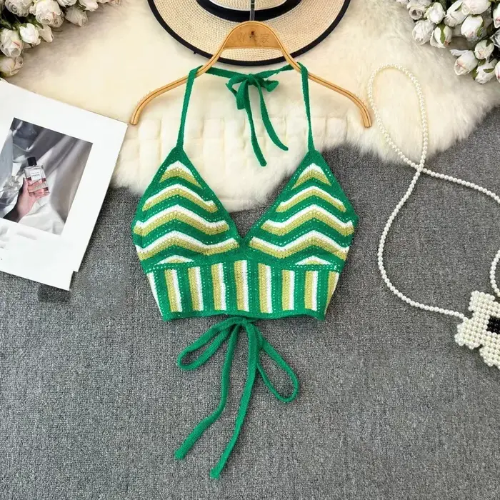 Nouveau débardeur bohème en crochet tricoté