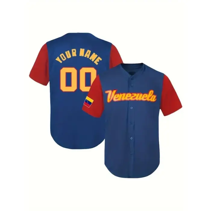 T-shirt de baseball Venezuela personnalisé pour hommes et femmes