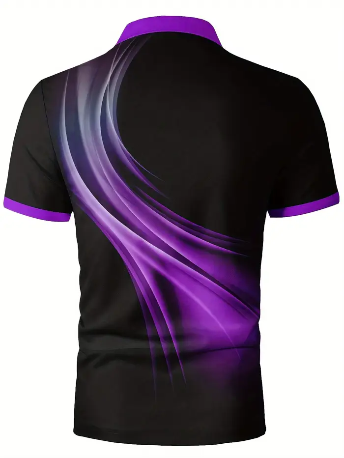 Polo décontracté et confortable à manches courtes pour hommes, ligne violette