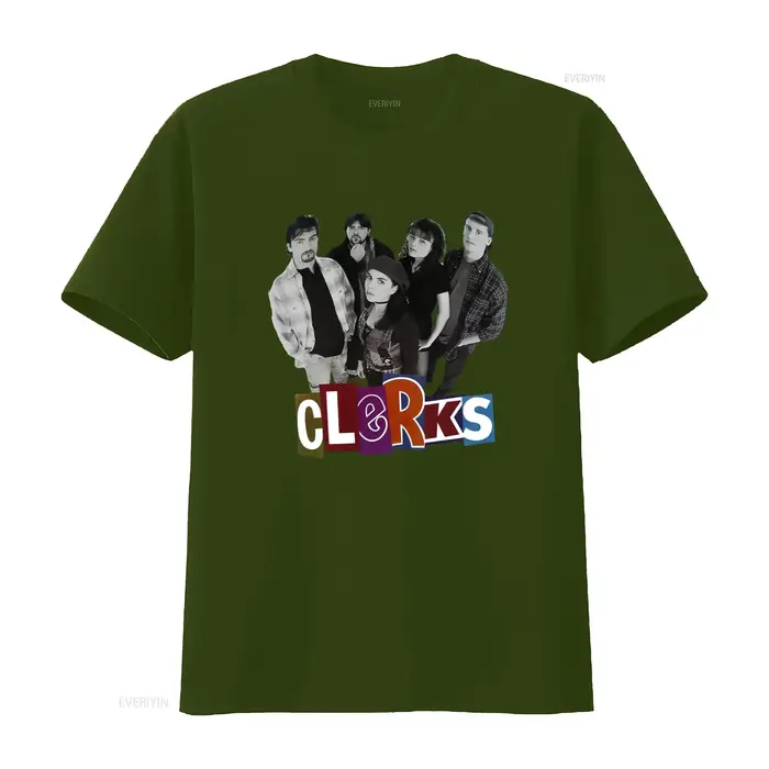 T-shirt Clerks Movie Cast pour un style décontracté vintage, streetwear délavé, extensible, polyvalent, respirant, pour tous les jours