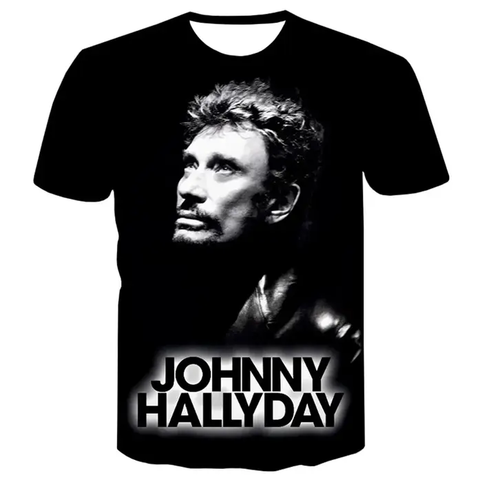Nouveau le plus populaire chanteur Pop Johnny Hallyday 3D imprimé T-shirt hommes femmes Rock décontracté Streetwear vêtements Hip Hop Harajuku hauts
