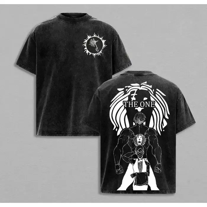T-shirt The Seven Deadly Sins Escanor, style vintage délavé, motif anime manga, unisexe, coupe ample