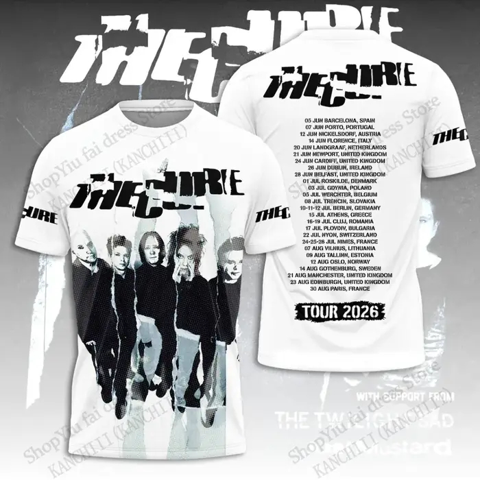 Nouveau T-shirt imprimé 3D du groupe rock The Cure Tour, mode homme femme, hip hop, coupe oversize,