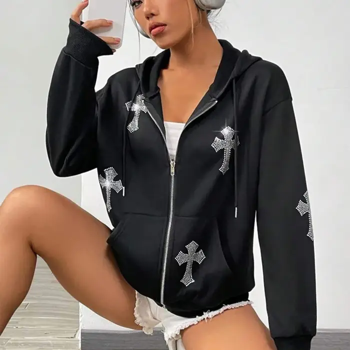 Sweat à capuche zippé à manches longues pour hommes et femmes