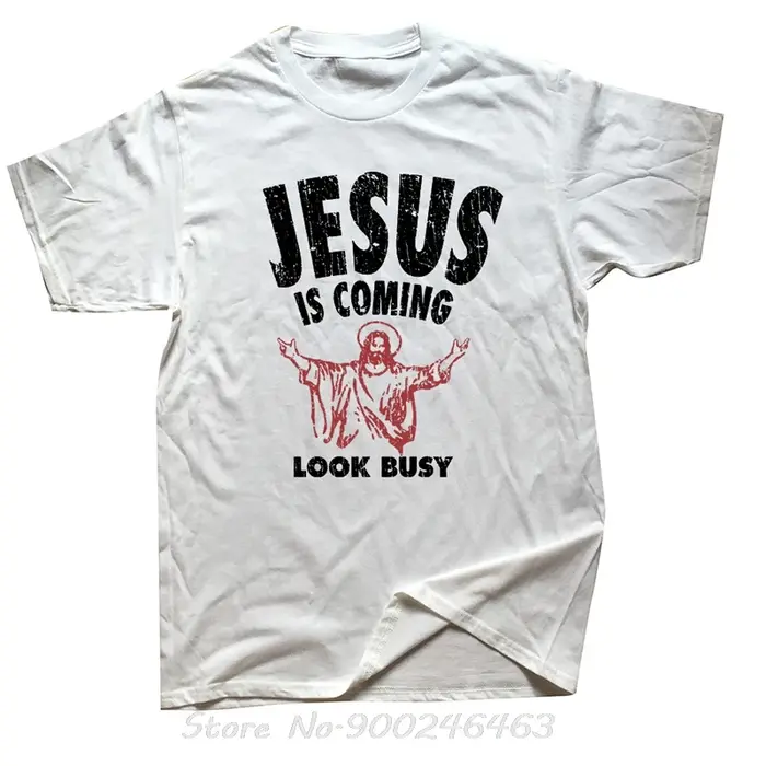 Jésus arrive Look occupé impression Style Vintage unisexe à manches courtes surdimensionné hauts t-s
