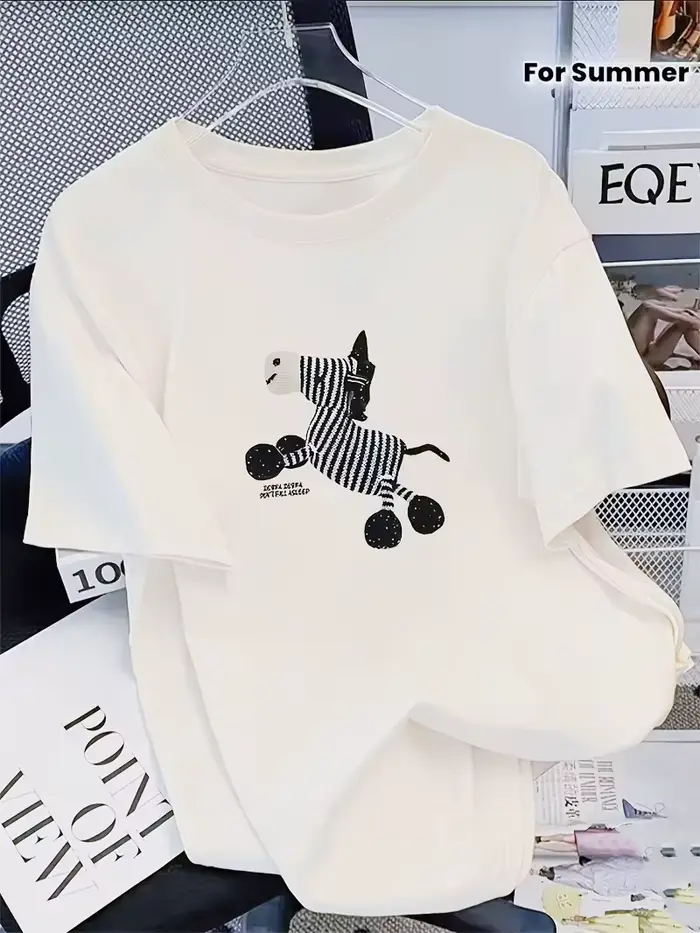 T-shirt décontracté chic à manches courtes avec imprimé zèbre