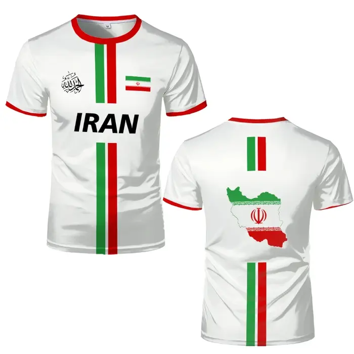 T-shirt avec carte de l'Iran pour hommes et femmes, drapeau iranien, calligraphie persane, uniforme d'équipe de football, mode sportive décontractée d'été