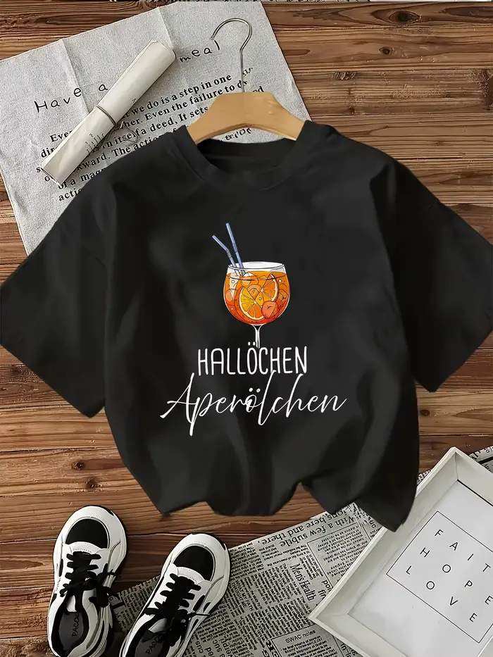 T-Shirt à manches pour femmes, avec graphique Orange, imprimé «HALLOCHEN Aperol Spritz», coupe blanc