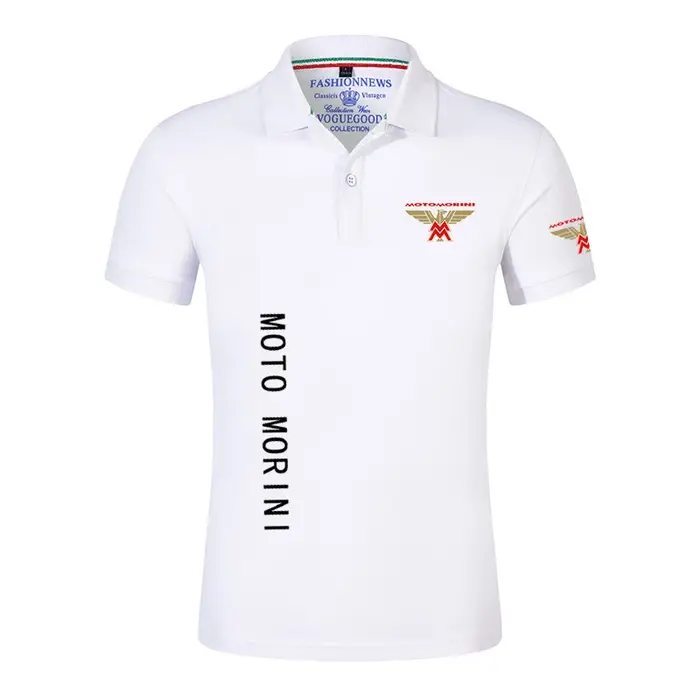 2024 Moto Morini nouveaux hommes mode impression été manches courtes couleur unie classique décontracté mince ordinaire Polo hauts
