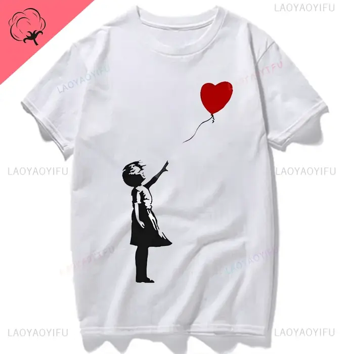 Banksy fille foyer amour ballon t-shirt Meme cadeau haut drôle t-shirt Style unisexe Gamer film musi