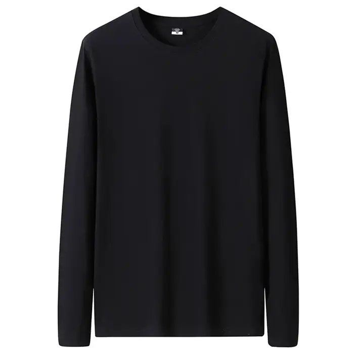 T-shirts en coton pour hommes, coupe longue, mode 2026, col rond, slim, décontracté, couleur unie, a